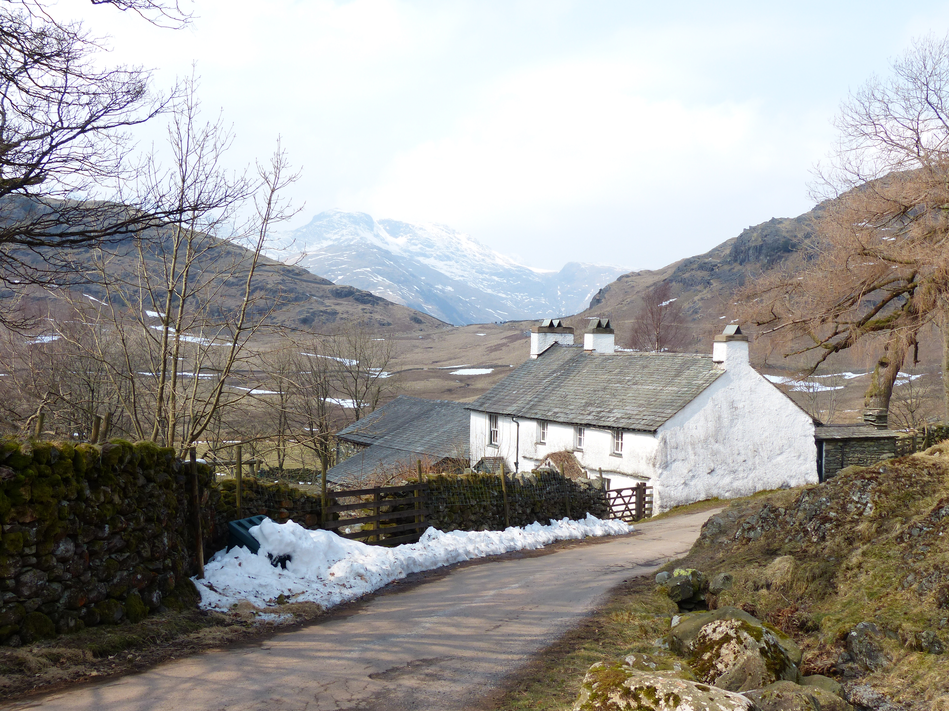 Cottage on road between Langdale and Wrynose, with thatched porch