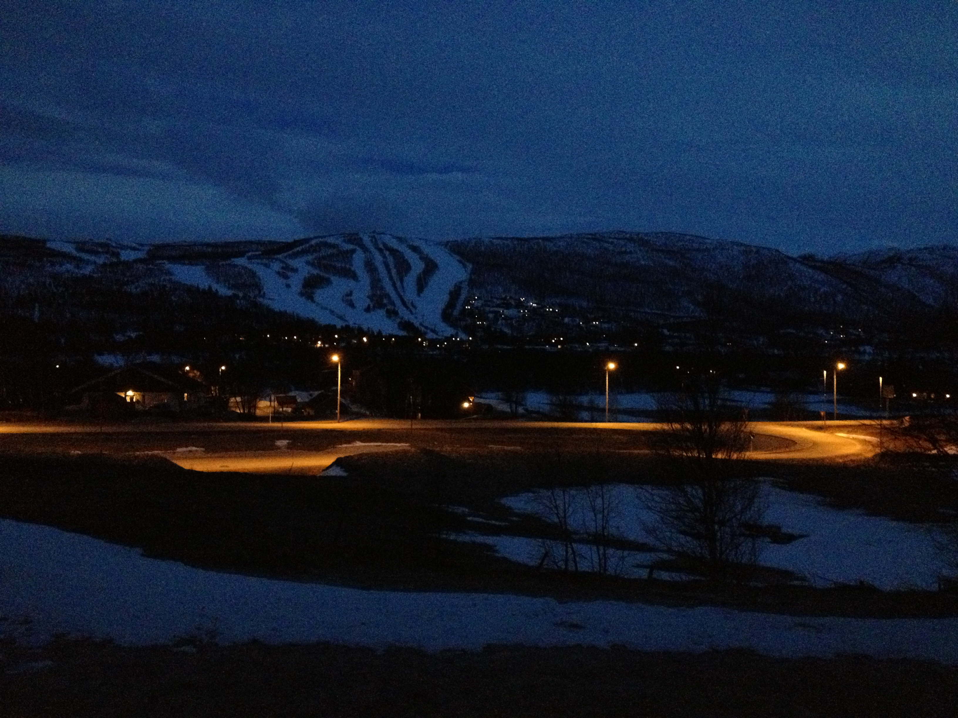 Geilo ski slopes in the dark