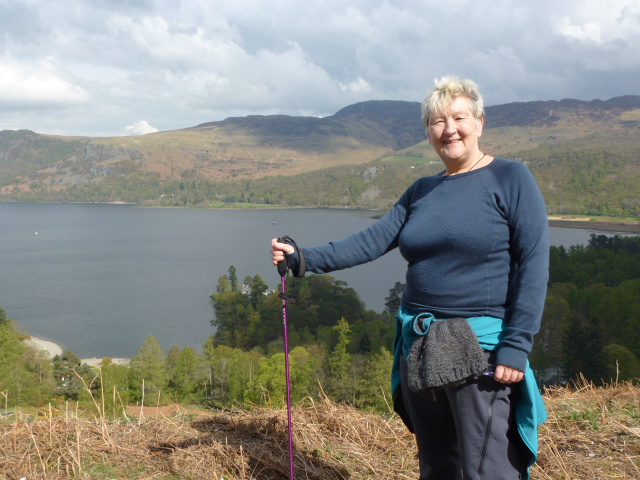Chris with Derwent Water after exertions on Catbells