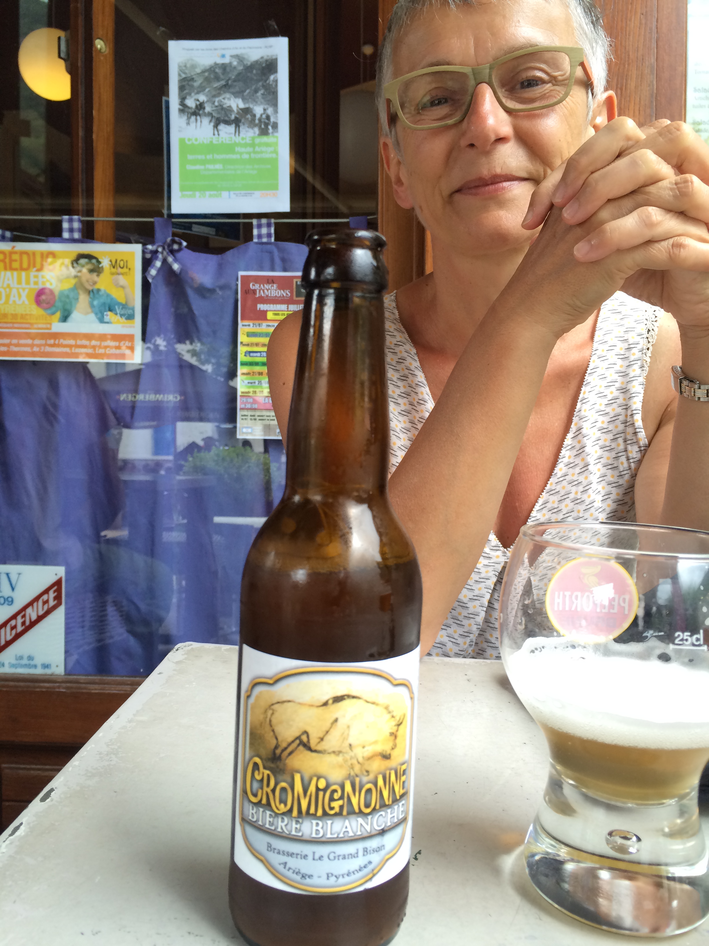 Marie-Odile and the local beer
